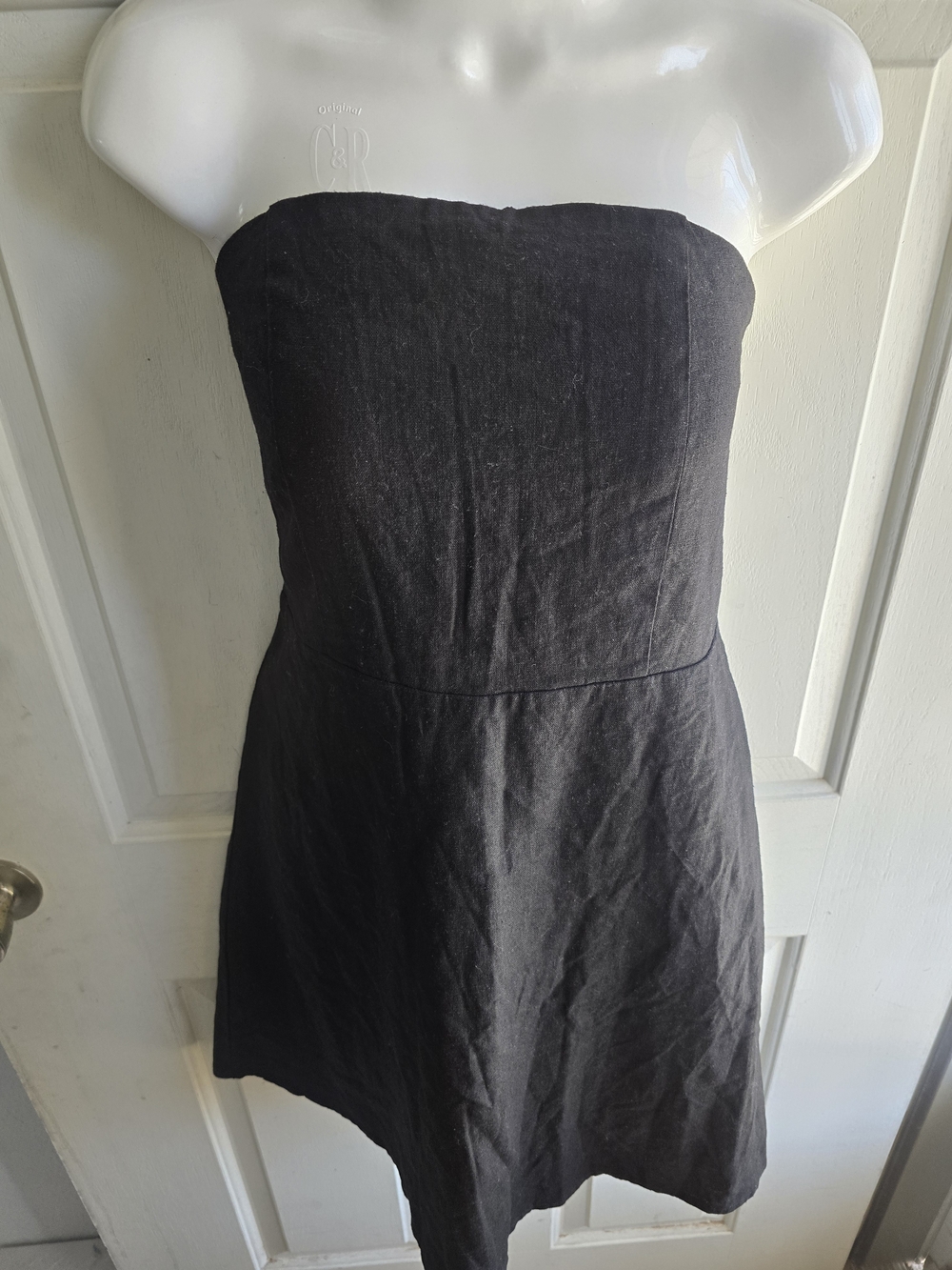 Nicole Miller Strapless Black Linen-Blend Dress